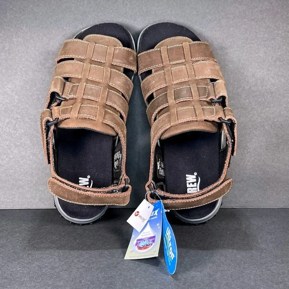 NEW DREW Brown Nubuck Leather Mason Sandals Two Way Strap Men's‎ 9.5, 4W